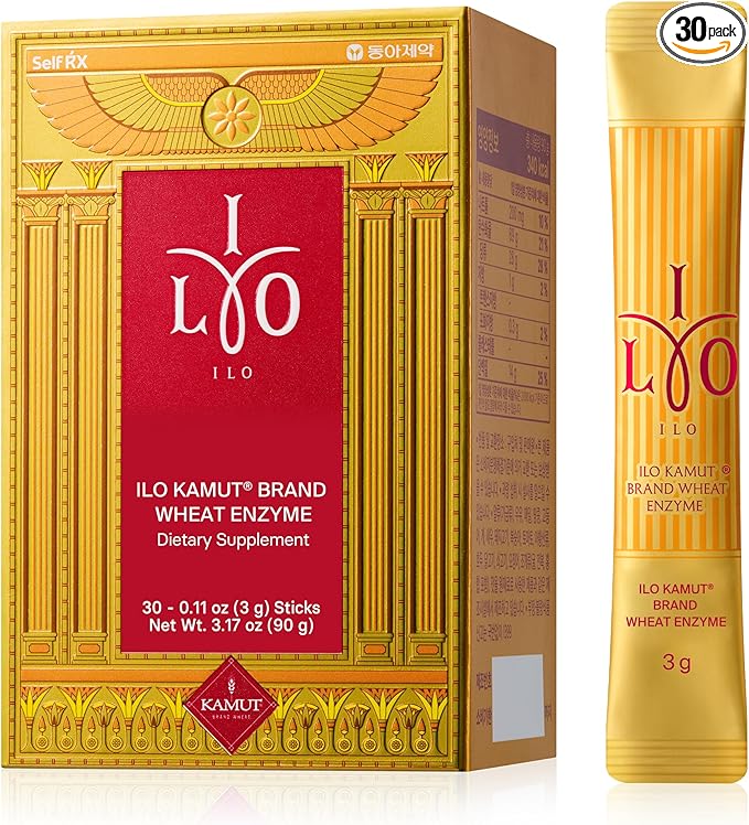 ILO Kamut Enzyme Complex – Digestive Health and Natural Metabolic Activation – Fermented Ancient Grains with Spicy Botanicals, 30 Sticks