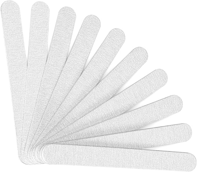 GazePlus Nail Files, 10 PCS Fingernail Files 7" Long 80/100 Grit Emery Boards for Nails - Professional Nail File Washable for Acrylic, Gel, Dip Powder, and Poly Gel Nails for Salon Home