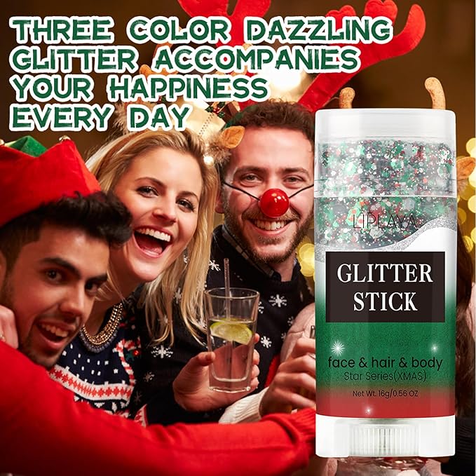 Body Glitter Stick, Face Glitter Body Gel Sequins, Mermaid Glitter Stick Shine Hair Eyeshadow Face Body Glitter Concerts Music Festivals Christmas Halloween Party Looks Sparkle Shimmer Makeup (Green)
