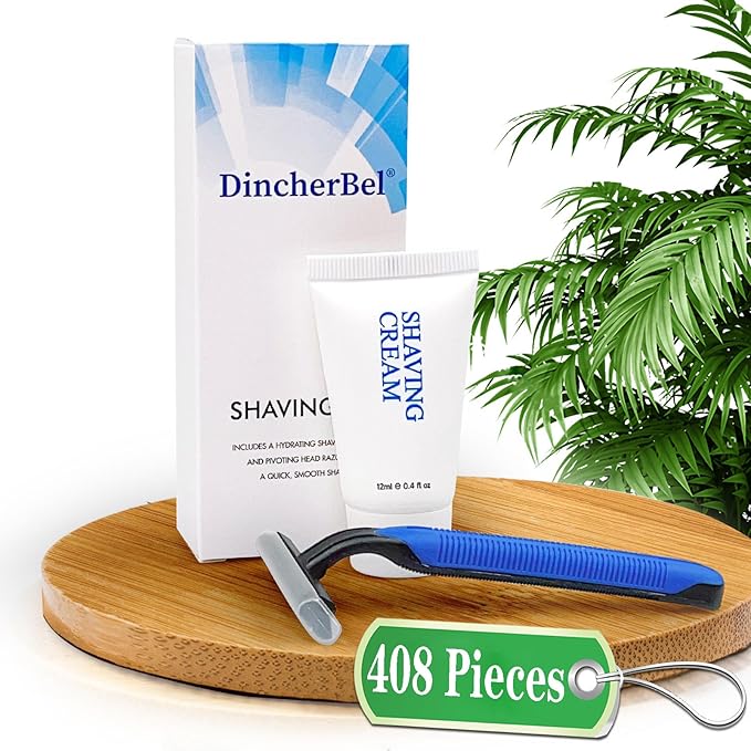 Shave Kit in Bulk, Smooth Shave Disposable Razor and Cream(12g), Individually Wrapped Toiletries Amenities for Hotel, Airbnb, Homeless, Shelter, Camping and Travel (408 Pack)