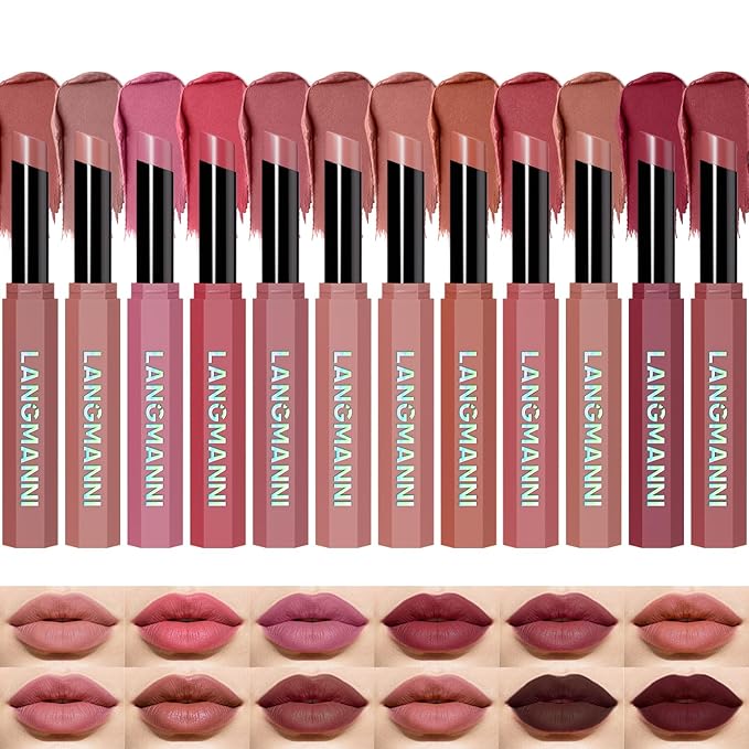 Jolilab 3Pcs Velvet Matte Lipstick Nude Matte Soft Dark Color Stick High Pigmented Long-Lasting Waterproof Lip Stick Lip Balm Beauty Cosmetics Gift for Women(Curated #3+11+12)