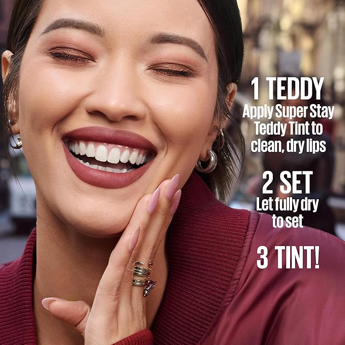 MAYBELLINE Super Stay Teddy Lip Tint, Long Lasting Matte Lipstick for Up To 12HR Wear, Velvet Choker, 1 Count