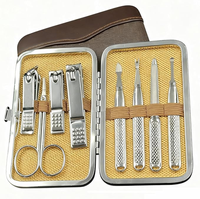 Manicure Set Men Personal Care Tools Accessories Finger Nail Clippers Kit Professional Manicure Pedicure Kit with Travel Case Nail Grooming Kit Gifts for Men Women