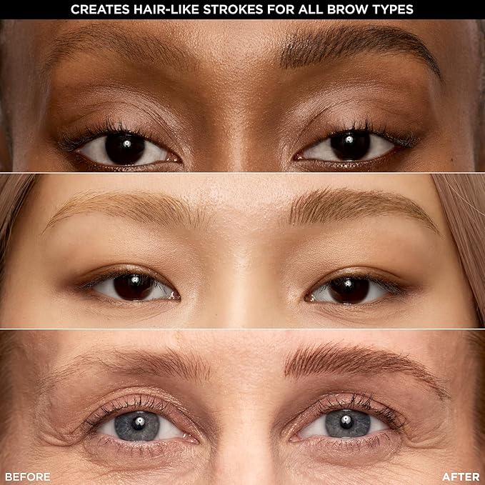 L'Oreal Paris Faux Brow, Hair-Like, Filling Eyebrow Pen with Double-Brush Tip, Fast & Precise Eyebrow Makeup, Soft Black, 0.04 Fl Oz