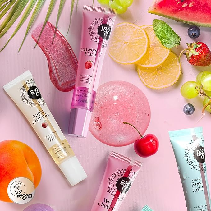 Rosee Lip Gloss Vegan & Cruelty Free Treatment, Professional Make up, Long Lasting Glossy with Shea Butter, Moisturize, Protect & Smooth, High Shine, Non-Sticky (i. Wet Cherry, 0.5)