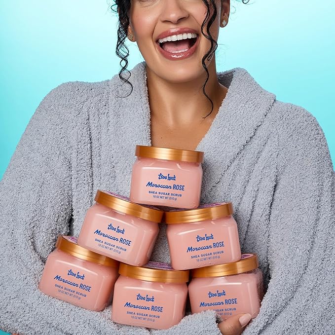 Tree Hut Moroccan Rose Shea Sugar Scrub, Exfoliating & Hydrating Body Scrub with Shea Butter & Essential Oils, Smooth & Soften Skin, 18 oz