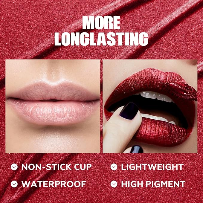 FOCALLURE Metallic Liquid Lipstick,Non Stick Cup Lip Gloss,High Impact Lip Color with Transfer-proof Wear,Long Lasting & Waterproof Lipstick Makeup for Women,Dying Star