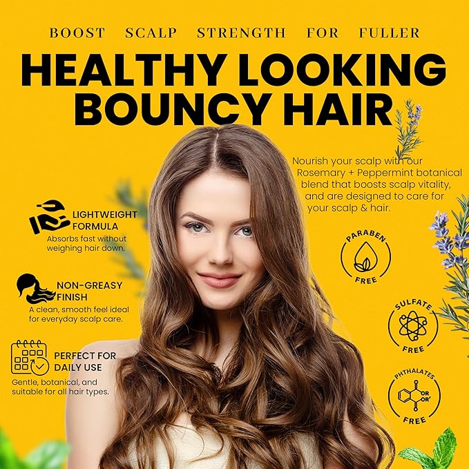 Herbishh Rosemary Hair Essence Oil (50 ml, Pack of 2) With Peppermint & Lavender – Growth Oil for Hair Thickening, Dry Scalp Treatment, Helps Support Regrowth & Reduce Breakage, For Men & Women