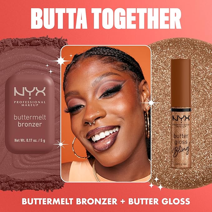 NYX Professional Makeup Butter Gloss Bling Lip Gloss, Non Sticky and Shiny Vegan Lip Makeup - Shimmer Down