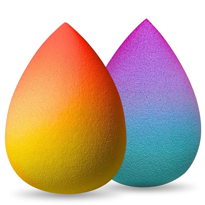 Premium Gradient Makeup Sponge Set – 2 Soft Latex-Free Sponges for Foundation, Concealer & Powder – Reusable, Expands When Wet