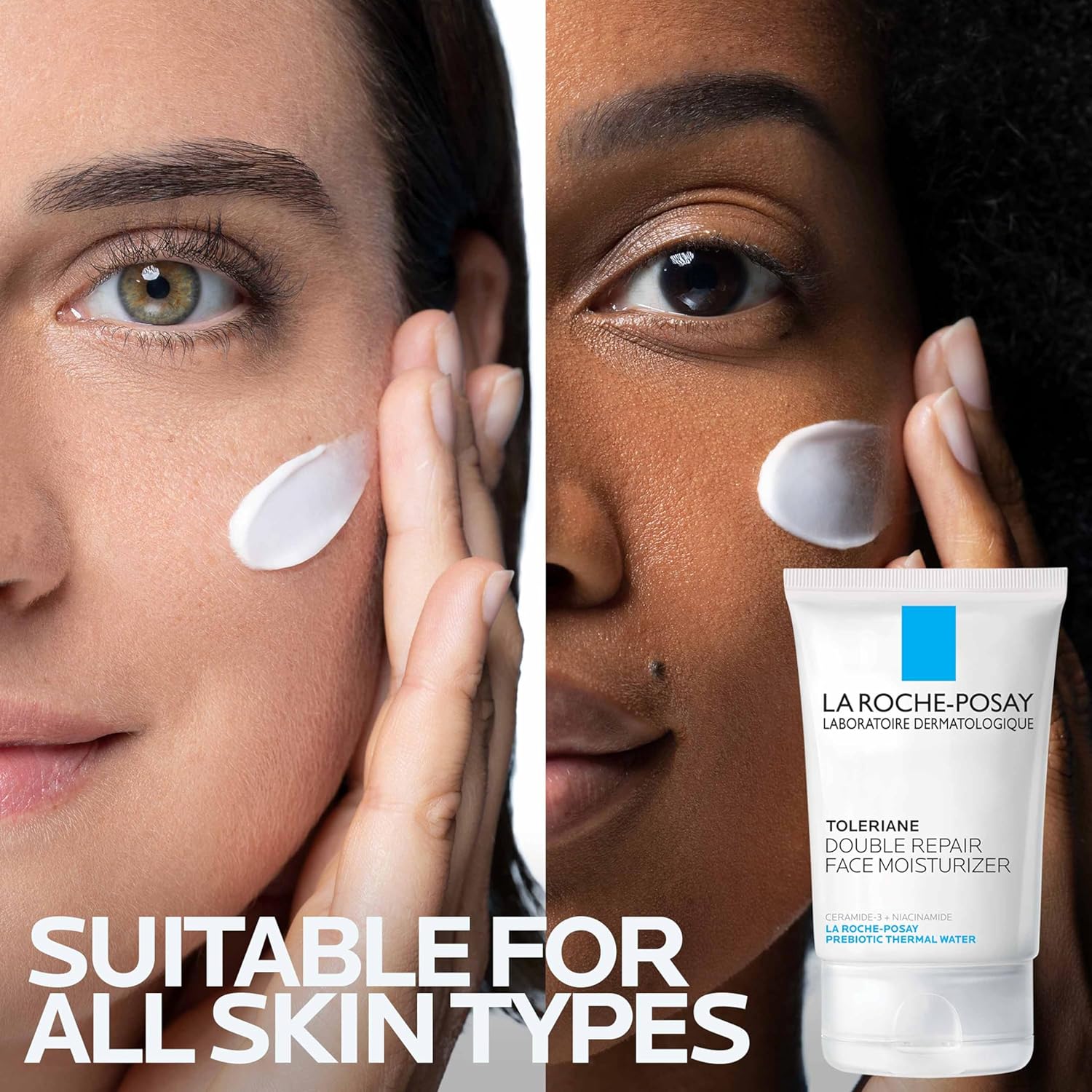 Toleriane Double Repair Face Moisturizer, Daily Moisturizer Face Cream with Ceramide & Niacinamide for All Skin Types, Immediate Comfort & Long Lasting Hydration, Fragrance Free