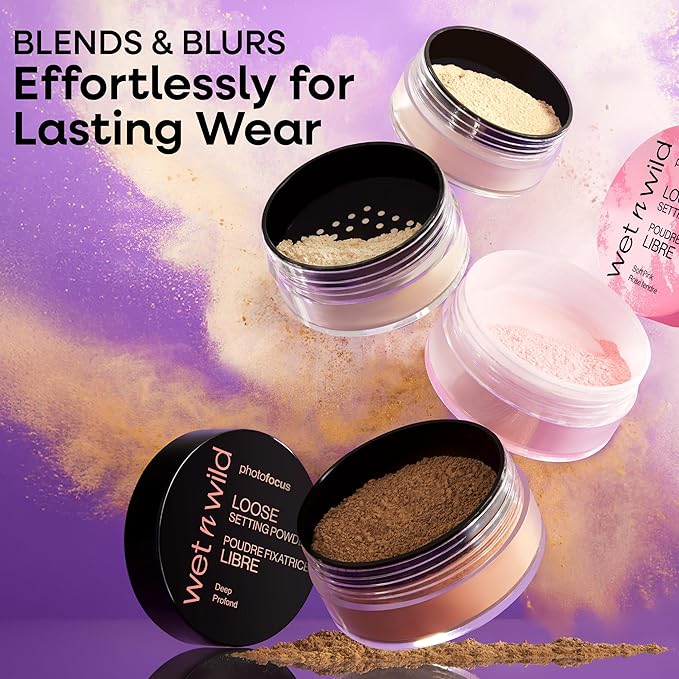 wet n wild Photo Focus Loose Baking Setting Powder, Highlighter Makeup, Medium-Deep to Deep Skin Tones - Deep