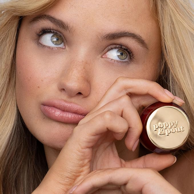 Poppy & Pout Natural Lip Scrub, Moisturizing Sugar Scrub for Dry Lips, Lip Scrubber Exfoliator with Essential Oils Smooths and Hydrates Lips, In Recyclable Glass Jars, Cruelty Free - Lemon Bloom