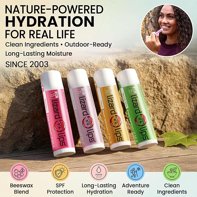 Lizard Lips SPF 15 Lip Balm (4 Flavor Variety)