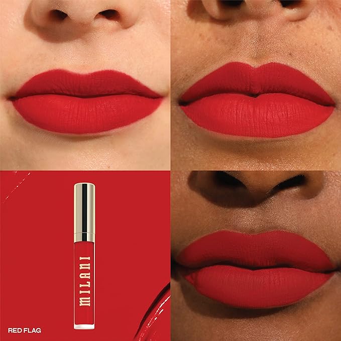 Milani Stay Put Longwear Liquid Lipstick - Smudge-Proof, Kiss-Proof, and Fade-Resistant Formula for All-Day Wear - Red Flag