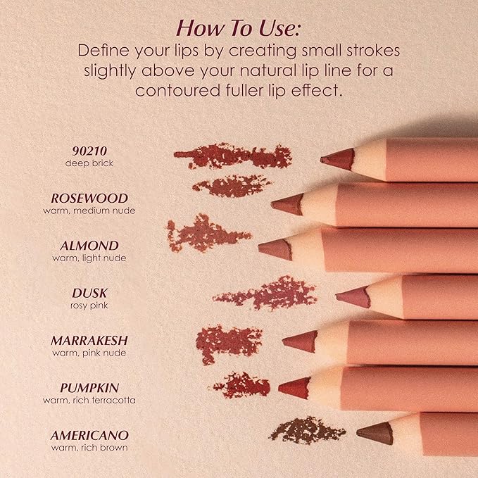 PERSONA Cosmetics Lip Liner | Creamy, Long-Wear Matte Pencil with Jojoba Oil | Hydrating & Easy to Apply | Shapes, Defines & Contours Lips | Vegan, Cruelty-Free, Paraben-Free | Made in USA, Rosewood