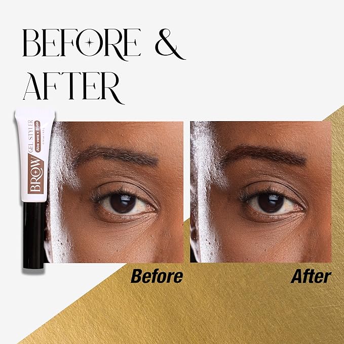 EBIN NEW YORK Secret of Pharaoh Brow Gel Styler in Medium Brown - Water Resistant, Long Lasting Eyebrow Gel for Natural Makeup Look, Great for Lift-Up Styling, Biotin and Aloe Vera Infused