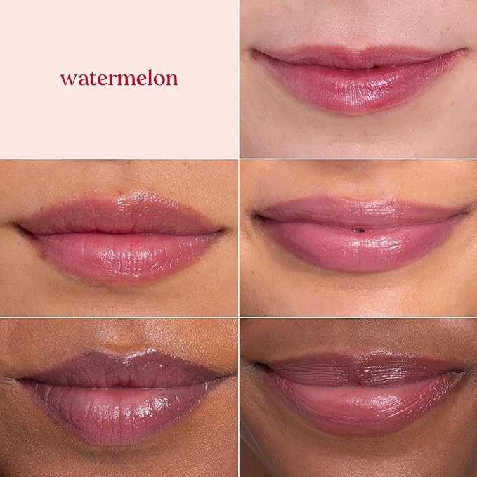 Burt’s Bees Lip Shimmer Watermelon; Warm, Luminescent Color; High Impact, Instant Moisture; with Shea and Cocoa Butters; 100% Natural Origin; 4 Tubes, 0.09 Oz. (Packaging May Vary)