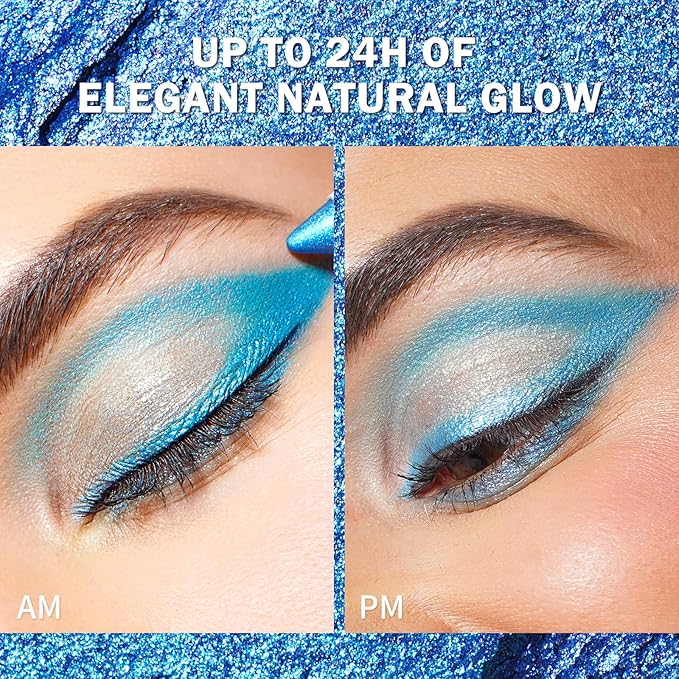 Oulac Blue Eyeshadow Twist-Up Pencil – Long-Lasting Shimmer Finish, Creamy Blendable Texture, Vegan & Cruelty-Free Eye Makeup, 1.25g, 08 Aqua