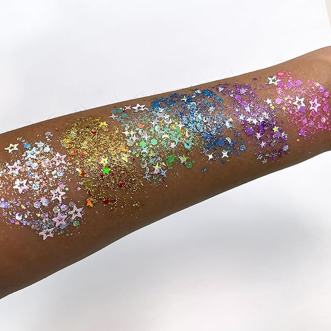 Secret of Pharaoh Holographic Chunky Glitter Gel for Face, Body, Hair - Pink Passion | Vibrant Colores, Festival and Party Makeup - Versatile and Long-Lasting Dazzling and Shimmering Effect