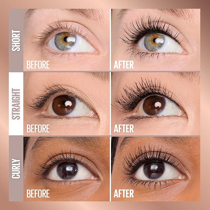 Maybelline Lash Sensational Body Washable Mascara, Volume and Length Formula for 24HR Lash Lift, Smudge and Clump-Resistant, Brownish Black