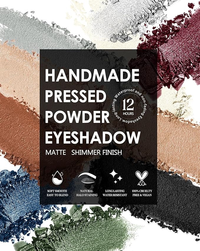 Purple Eyeshadow Matte Handmade Pressed Eyeshadow Powder Palette Long Lasting With No Creasing High Pigmented Intense Color Lilac Eye Shadow (Purple)