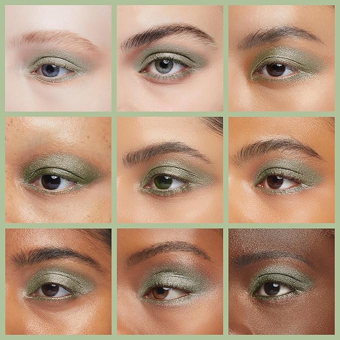 Clover Shimmering Emerald Green Yellow Gold Flecked Forest Pressed Powder Single Vegan Eyeshadow; Talc, Paraben & Cruelty Free