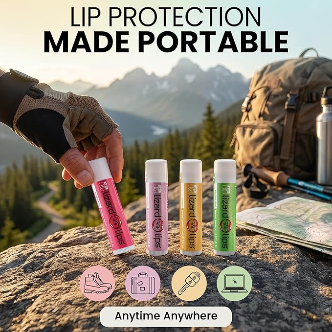 Lizard Lips SPF 15 Lip Balm (4 Flavor Variety)
