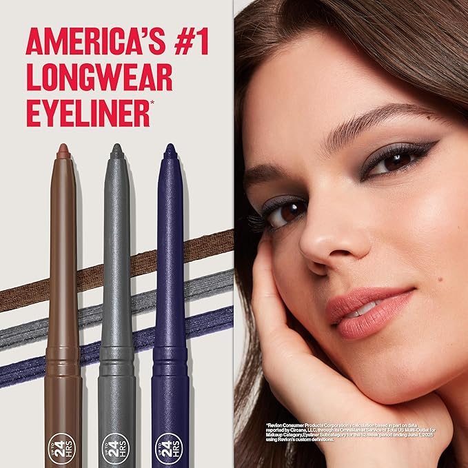 REVLON ColorStay Pencil Waterproof Eyeliner, Smudge-Proof, Eye Makeup with Built-In Sharpener, Stocking Stuffer for Women, 211 Cherry, 0.01 oz