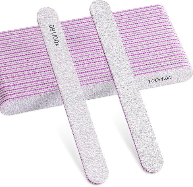 TsMADDTs Nail Files Set, 20PCS Double Sided Emery Board Natural Acrylic Nails 100 180 Grit Professional Manicure Tools for Home Salon