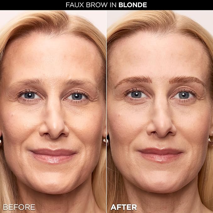 L'Oreal Paris Faux Brow, Hair-Like, Filling Eyebrow Pen with Double-Brush Tip, Fast & Precise Eyebrow Makeup, Blonde, 0.04 Fl Oz