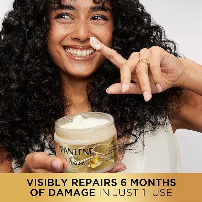 Pantene Miracle Rescue Hair Mask, Intensive Bond Repair with Pro-V Pearls, Melts Away Damage, Builds Bonds, Strengthens Against Damage, Deep Conditioning for Dry Damaged Hair, 10.1 fl oz(Pack of 12)
