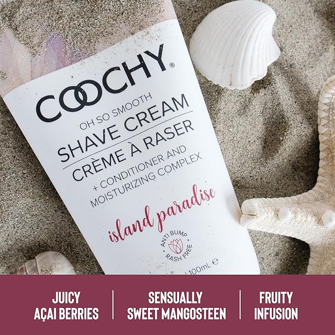 Coochy Shave Cream - Moisturizing Shave Lotion - Gentle Intimate Shaving Cream - For Bikini Area, Underarms, Legs & More - Rash-Free, Hydrating Formula - Island Paradise, 3.4 oz