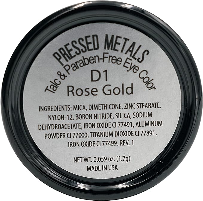 Peach Pink Rose Gold Shimmering Metallic Pressed Powder Single Vegan Eyeshadow; Talc, Paraben & Cruelty Free