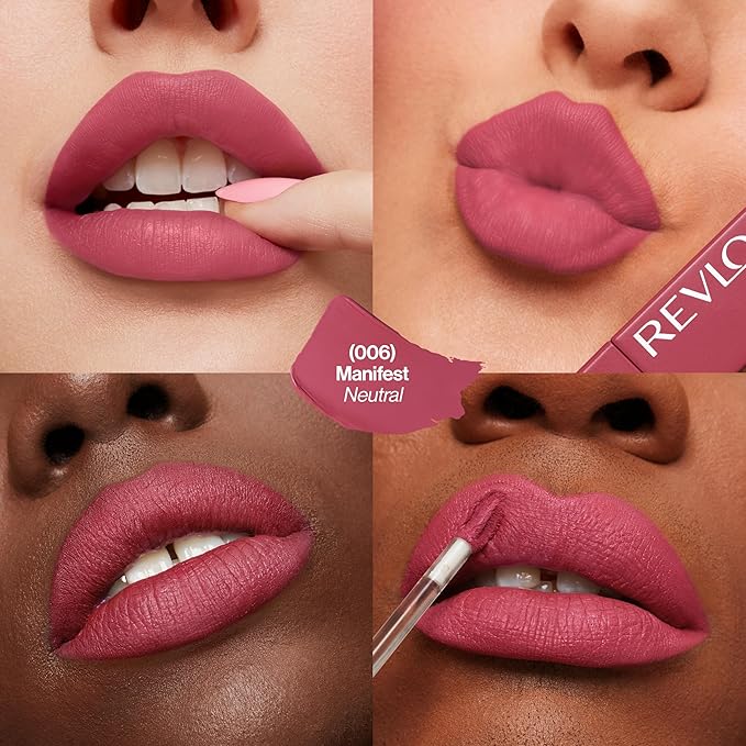 Revlon ColorStay Limitless Matte Liquid Lipstick, Vegan Formula, No-Budge, Longwear Lip Color, Long Lasting, Lightweight/Comfortable, Waterproof, 006 Manifest, 0.17 fl oz