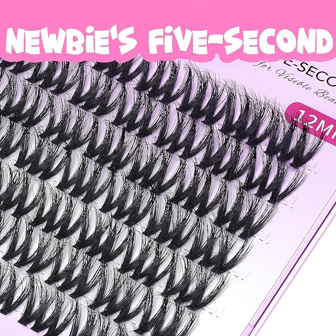 VEYESBEAUTY Lash Clusters Fluffy Individual Lash Extensions VBmuse 3D Layered Volume Eyelashes Thin & Invisible Band Wispy Faux Mink Lash Newbie's Five-Second Length 12mm