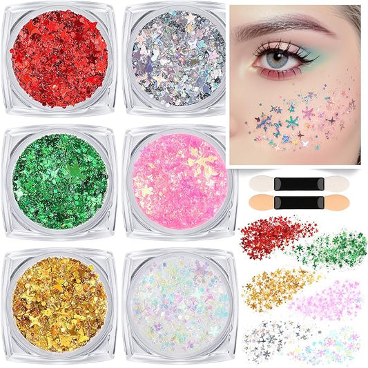 Teenitor Body Glitter Face Glitter Gel, 6 Colors Glitter Makeup for Kids, Face Paint for Women, Concerts Rave Accessories