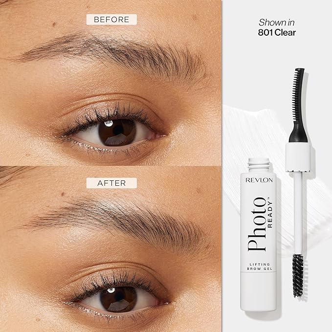 Revlon PhotoReady Lifting Brow Gel, Tinted Eyebrow Lamination with Spoolie Brush, Conditions, Shapes & Defines, 801 Clear, 0.23 fl oz