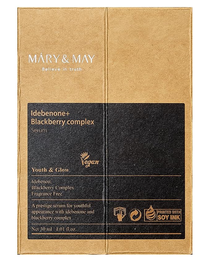 Mary&May Idebenone + Blackberry Complex Serum - Potent Anti Aging for Enhanced Antioxidant and Skin Nourishment - Korean Face Skincare, EWG Green Grade, Cruelty-Free, 1.01 fl.oz.