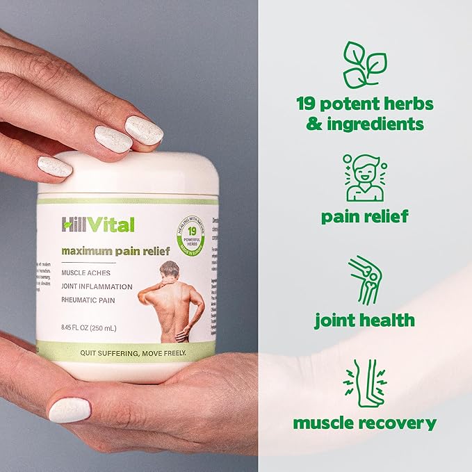 HillVital Maximum Balm Joint Comfort Cream – Extra Strength Arnica Gel Relief, Non-Greasy Joint & Muscle Support Cream for Shoulder, Elbow, Stiff Hands or Fingers, Feet and Knees for Carefree Motion