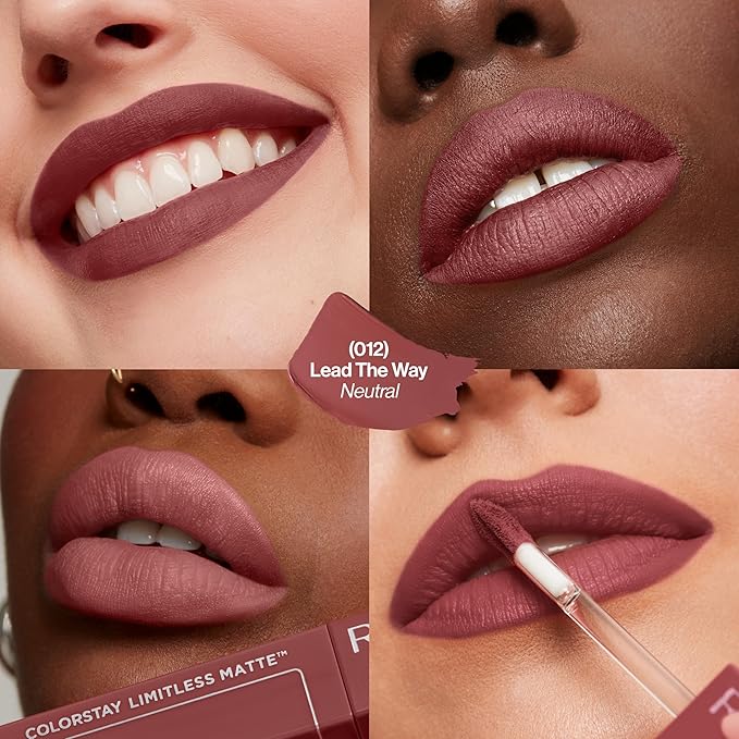 Revlon ColorStay Limitless Matte Liquid Lipstick, Vegan Formula, No-Budge, Longwear Lip Color, Long Lasting, Lightweight/Comfortable, Waterproof, 012 Lead The Way, 0.17 fl oz