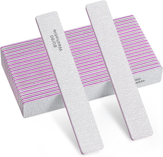 TsMADDTs Nail File, 21PCS 80 80 Grit Files, Double Sided Emery Boards for Natural Acrylic Gel Nails, Professional Rectangular Manicure Tools Reusable&Washable