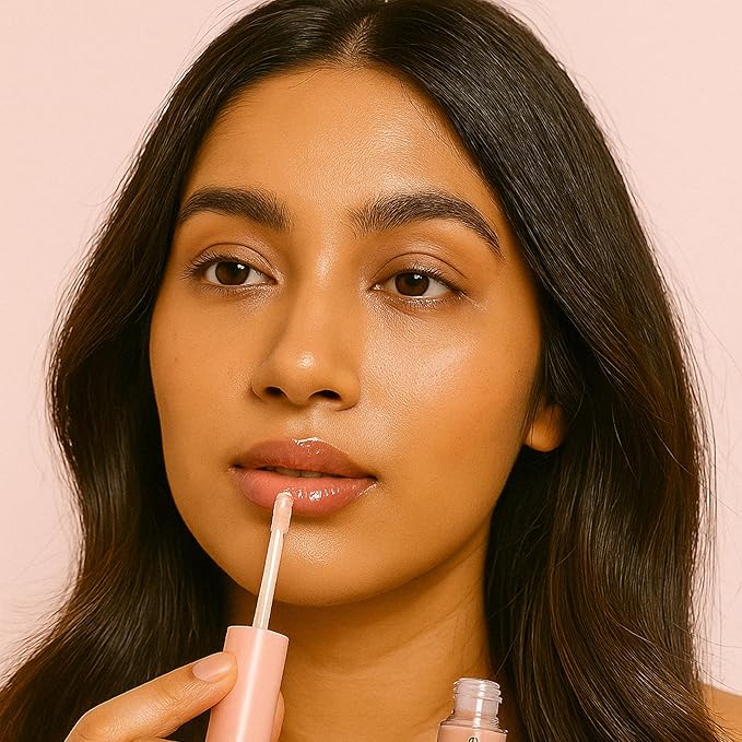 Sophia + Mabelle Hydrating Fruit Lip Oil – Lightweight, Non-Sticky, Tinted Gloss Oil – Nourishing, High-Shine, Flavored Lip Treatment – Yuzu, Lychee, Mango – 3.7g (Yuzu (Nude), Standard)