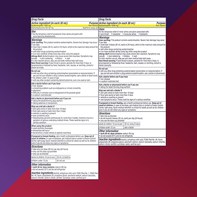 Vicks PainQuil & PainQuil PM Pain Relief Liquid, 1000mg Acetaminophen, 2x12 oz