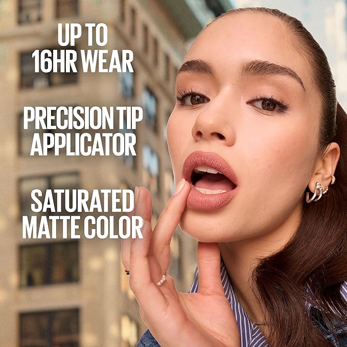 Maybelline Super Stay Matte Ink Liquid Lipstick Makeup, Long Lasting High Impact Color, Up to 16H Wear, Ruler, Deep Cranberry, 1 Count, Packaging May Vary