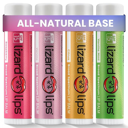 Lizard Lips SPF 15 Lip Balm (4 Flavor Variety)
