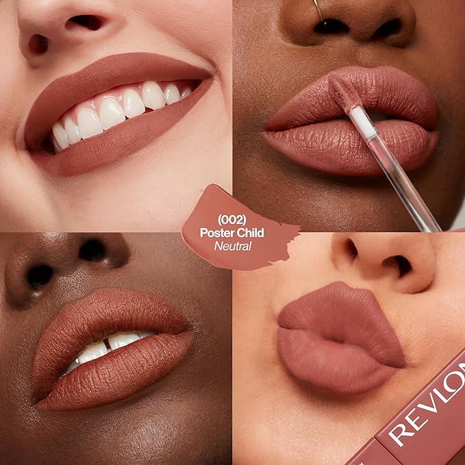 Revlon ColorStay Limitless Matte Liquid Lipstick, Vegan Formula, No-Budge, Longwear Lip Color, Long Lasting, Lightweight/Comfortable, Waterproof, 002 Poster Child, 0.17 fl oz