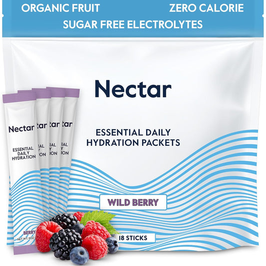 Hydration Packets - Electrolytes Powder Packets - No Sugar or Calories - Organic Fruit Liquid Daily IV Hydrate Packets for Dehydration Relief and Rapid Rehydration (Berry 18 Pack)